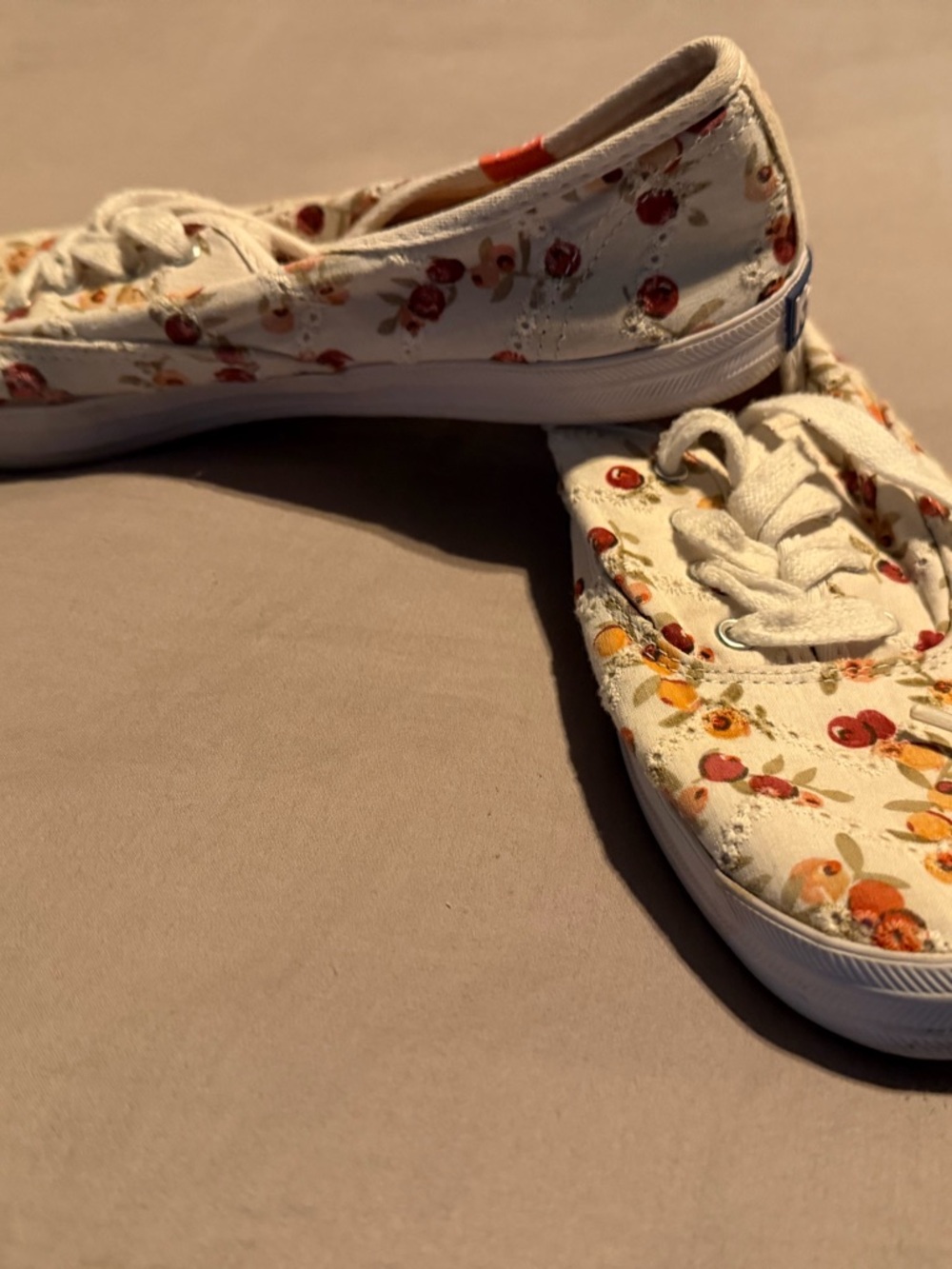 Taylor Swift Keds White Canvas Sneakers with Red and Orange Cherry Print - Picture 2 of 5